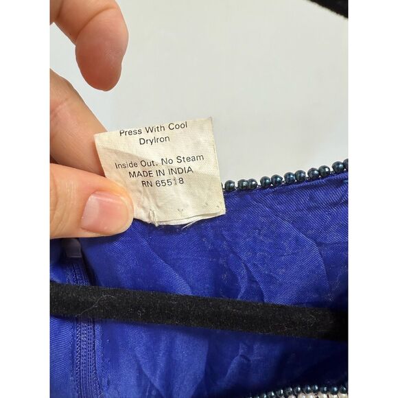 Stenay Plus vintage periwinkle blue silk sequin polka dot occasion top - Picture 7 of 7